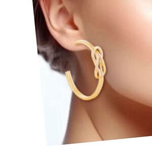 NWT Do Everything in Love 14KGP Big knotted  hoop earrings.